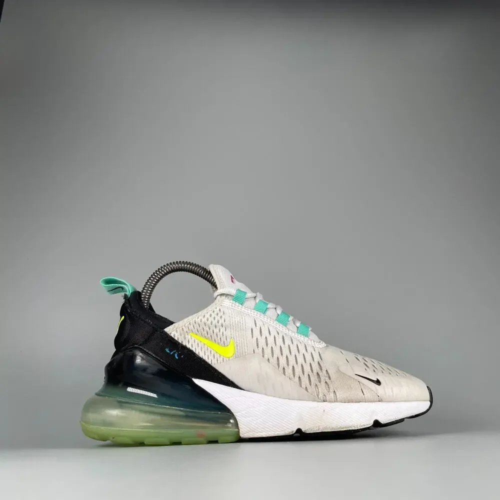 Size 5Y Women's 7.5 Nike Air Max 270 White Mesh Running Sneakers Athletic Shoes